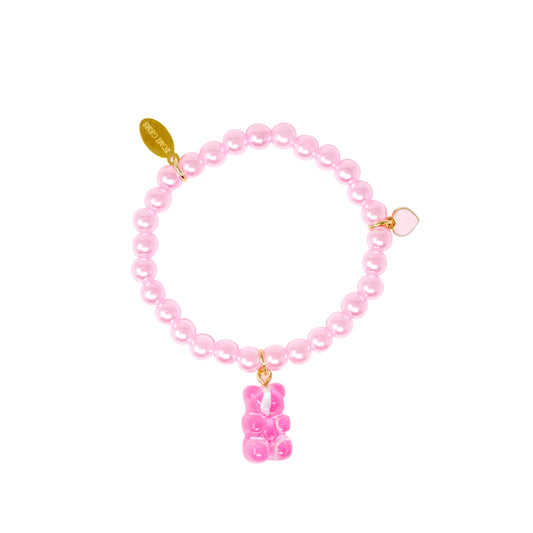 Pink Gummy Bear Bead Bracelet