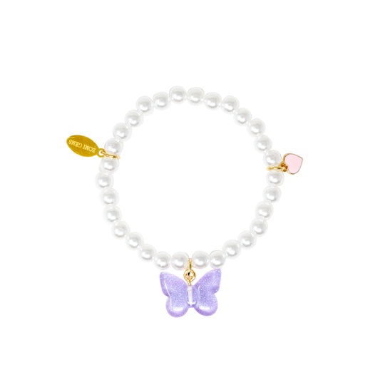 Purple Butterfly Bead Bracelet