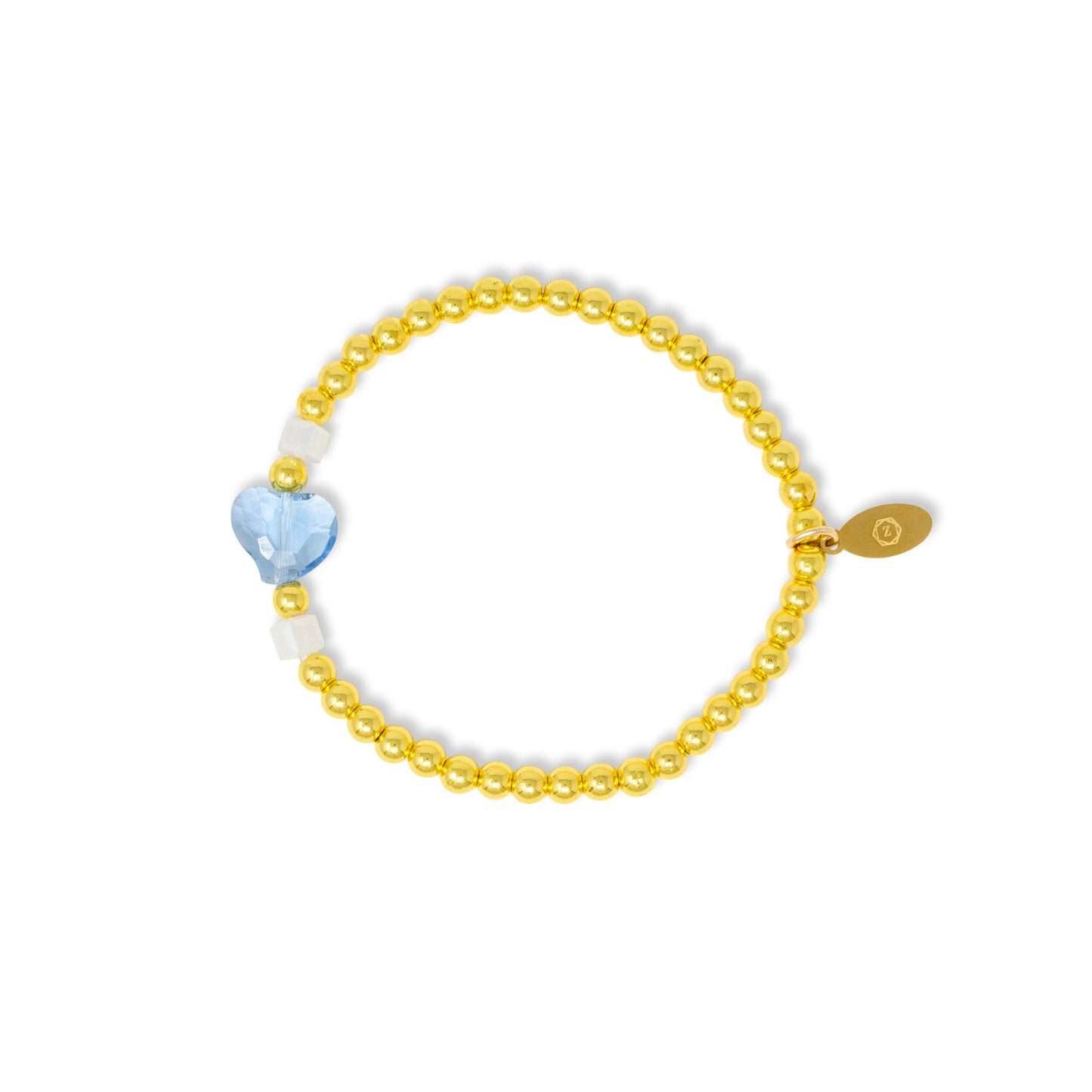 Stretchy Gold Bead Heart Birthstone Bracelets for Kids