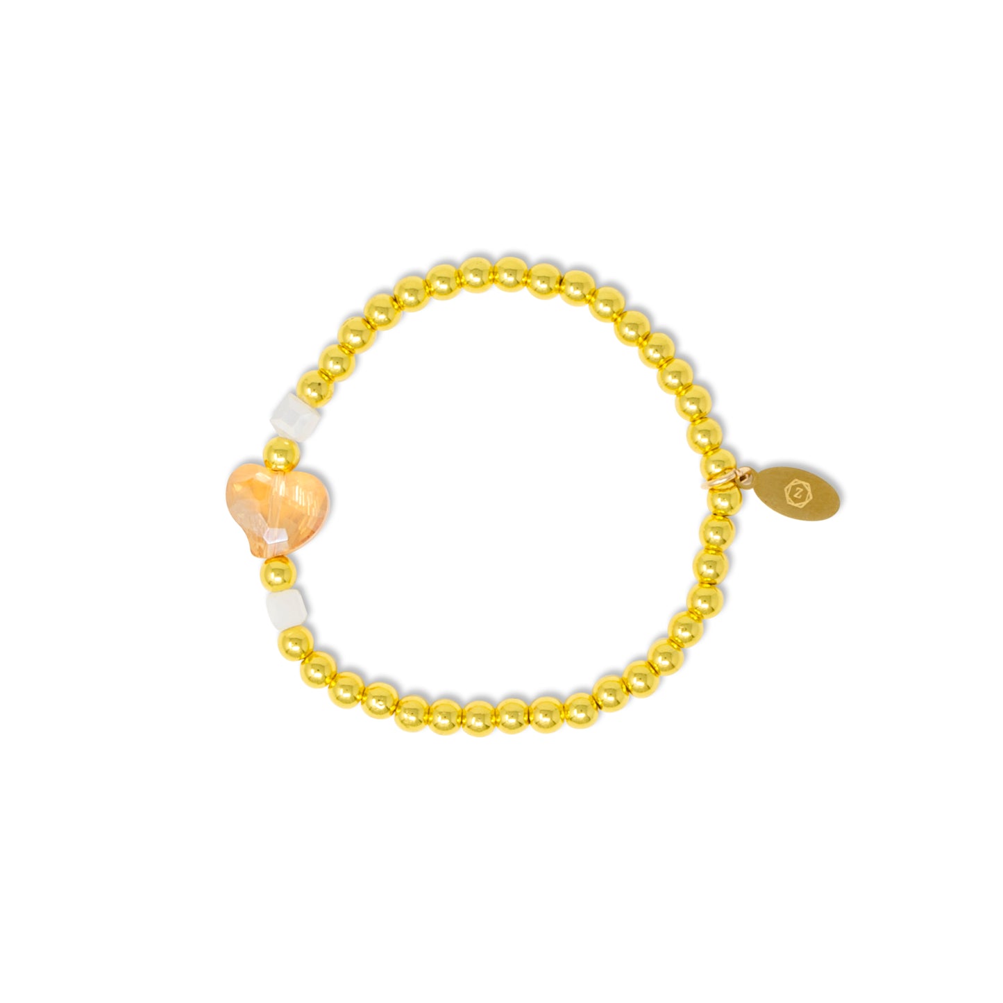 Stretchy Gold Bead Heart Birthstone Bracelets for Kids