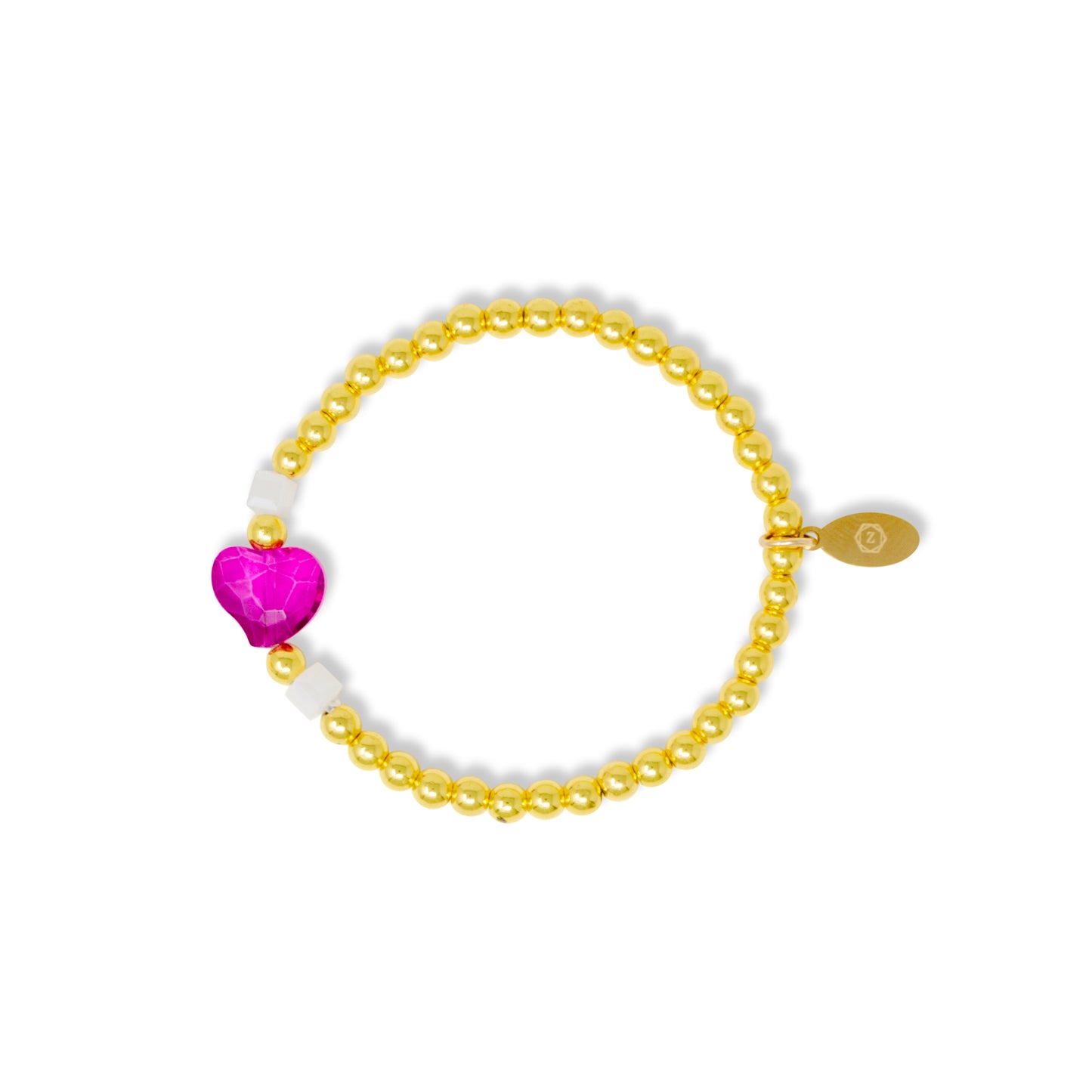 Stretchy Gold Bead Heart Birthstone Bracelets for Kids