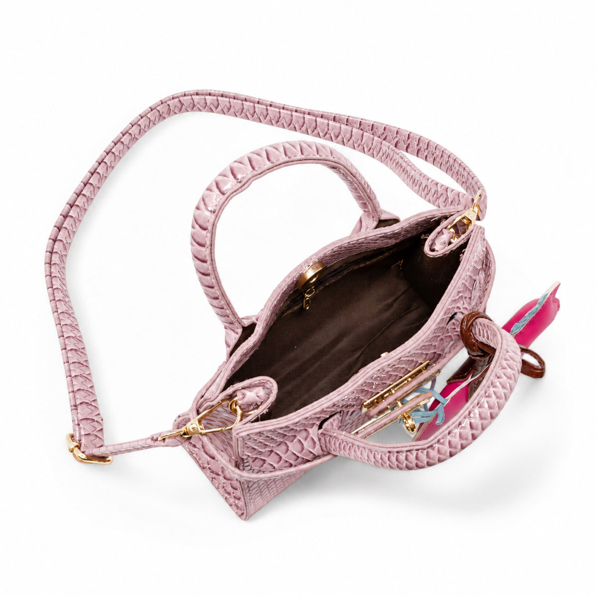 Crocodile Patent Pony Handbag