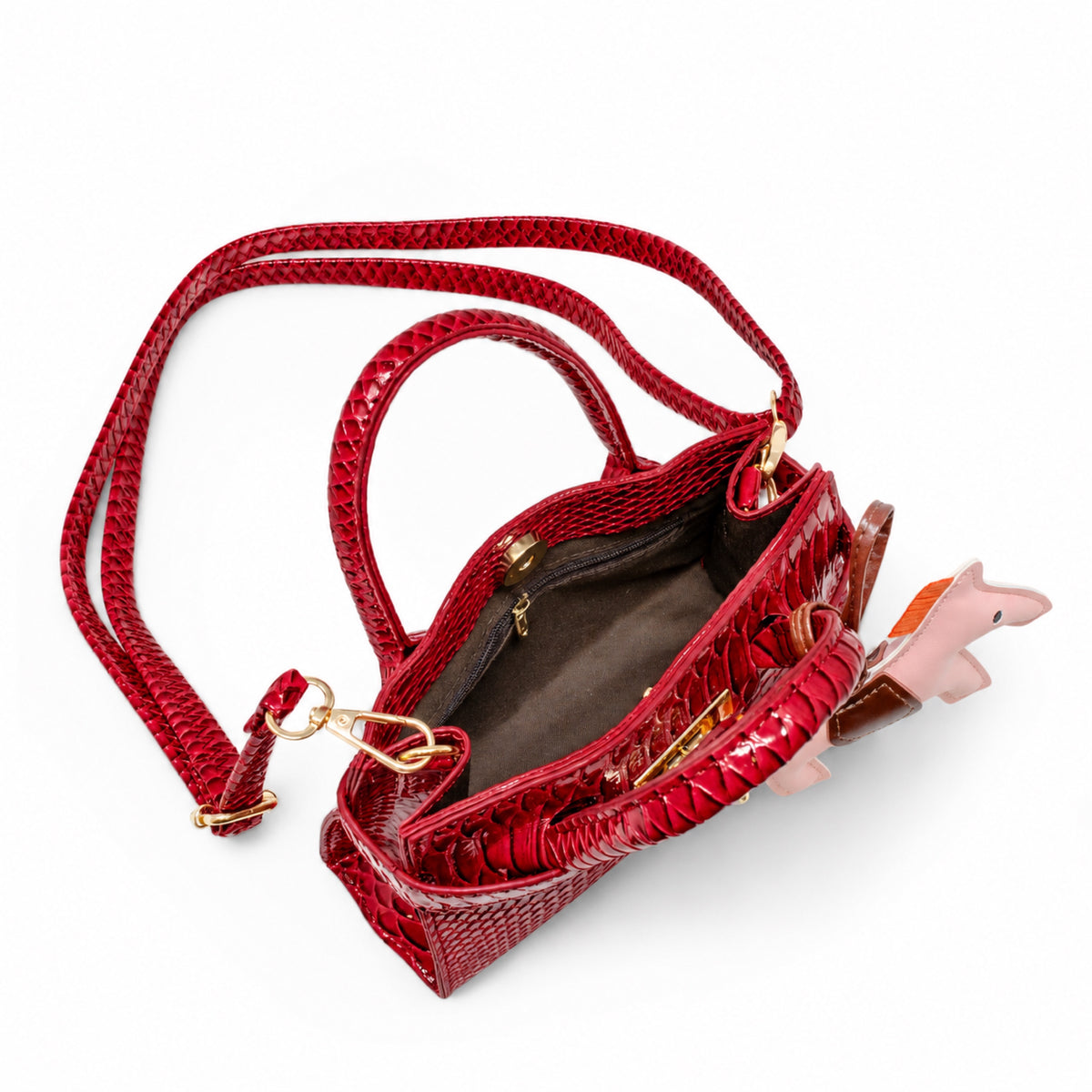 Crocodile Patent Pony Handbag
