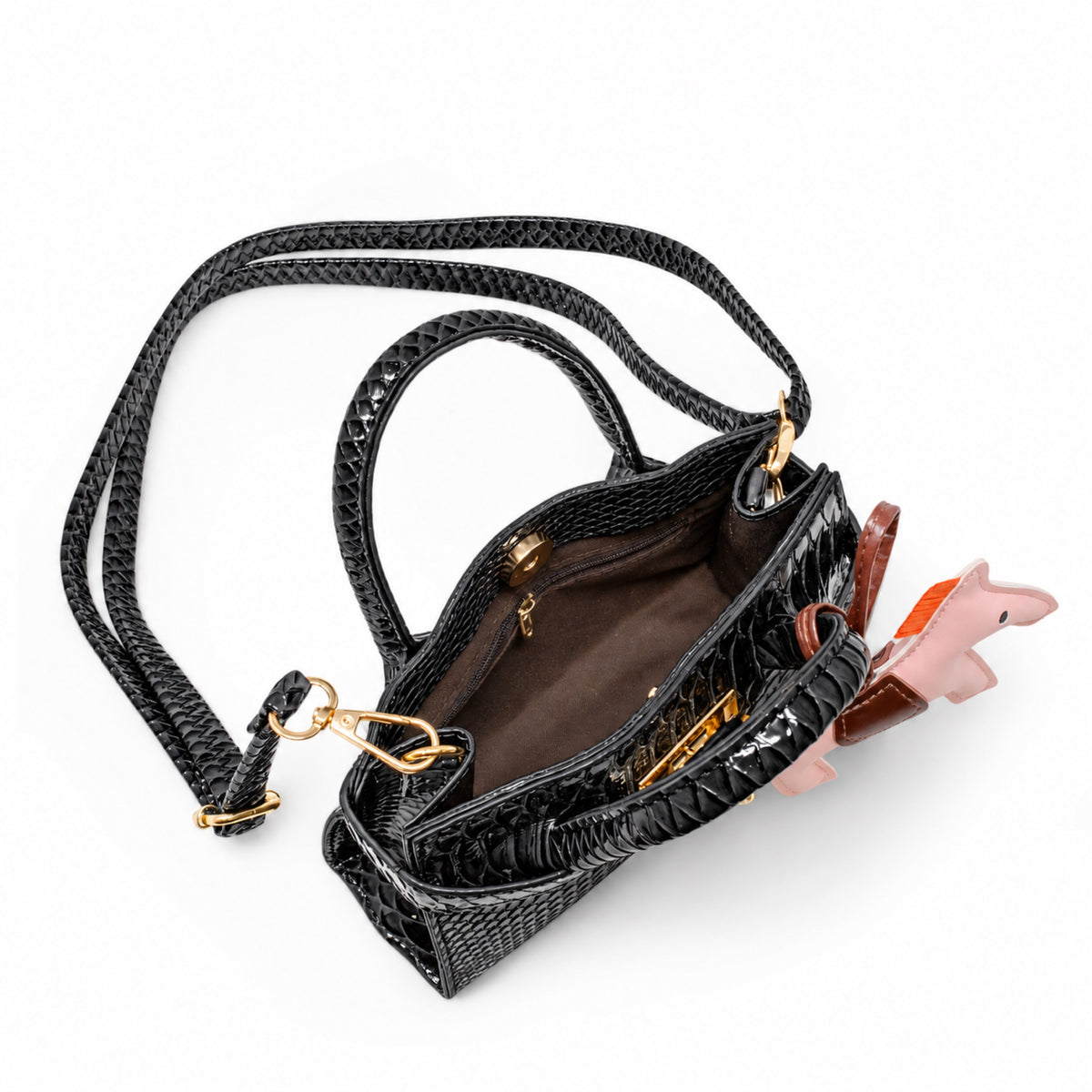 Crocodile Patent Pony Handbag