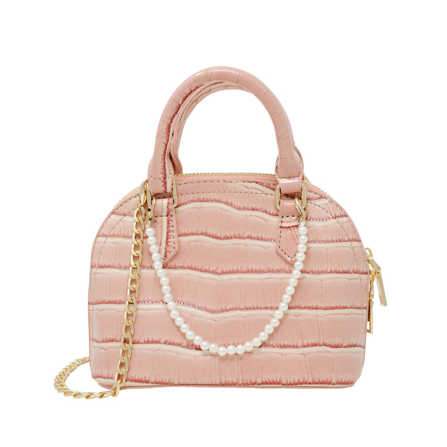 Patent Crocodile Moon Pearl Handbag