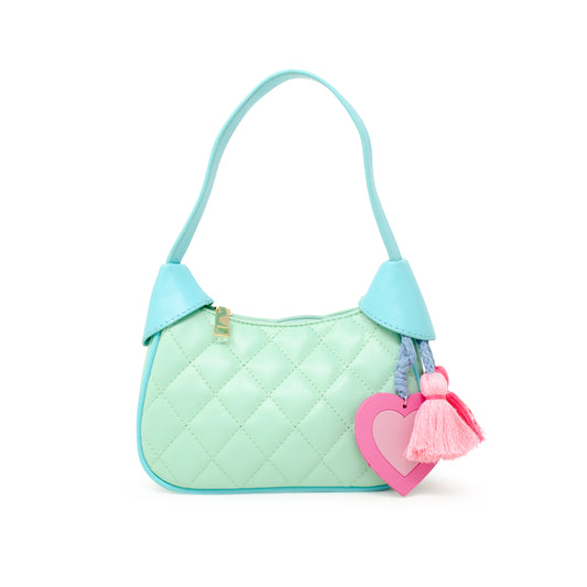 Girl's Quilted Leather Zip Top Handbag