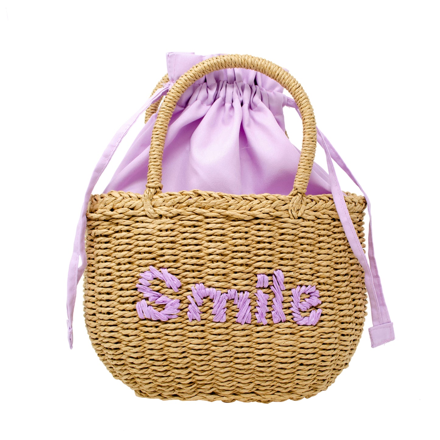 Girls Wicker Basket Message Handbag