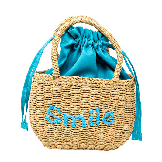 Girls Wicker Basket Message Handbag