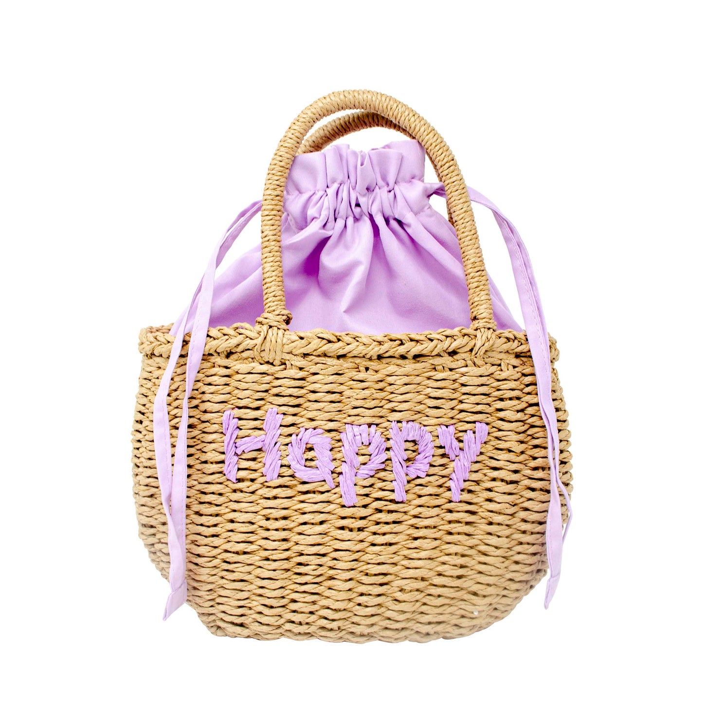 Girls Wicker Basket Message Handbag