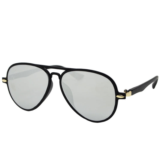 Black/Chrome Aviator Sunglasses