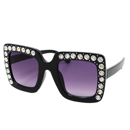 Black Square Crystal Sunglasses