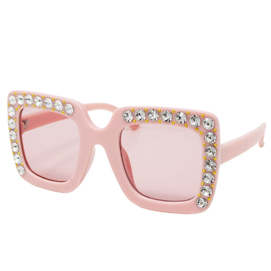 Pink Square Crystal Sunglasses
