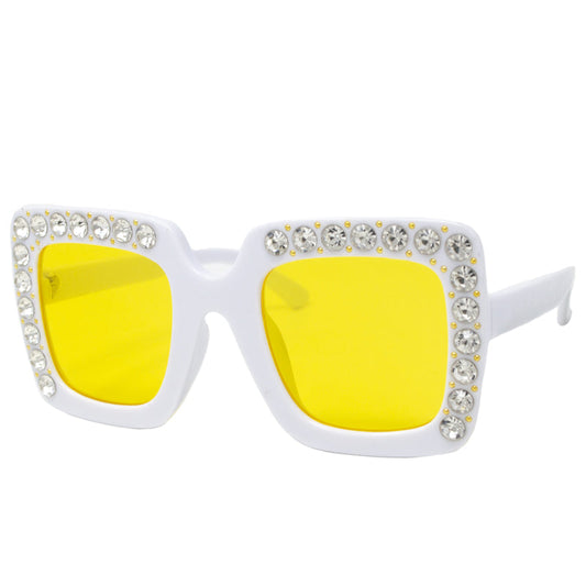 White Square Crystals Sunglasses