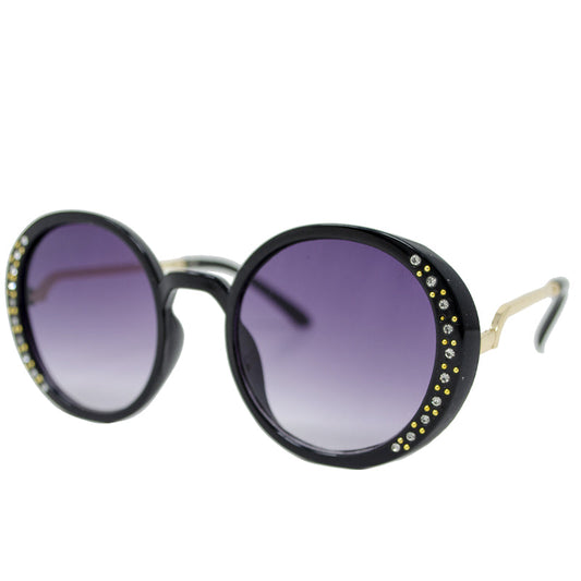 Black Round Crystal Sunglasses