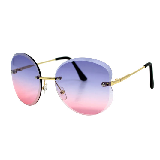 Frameless Butterfly Sunglasses - Blue
