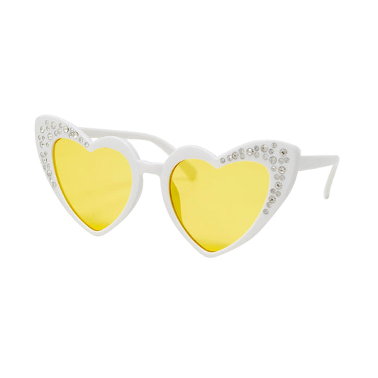 White Crystal Heart Sunglasses