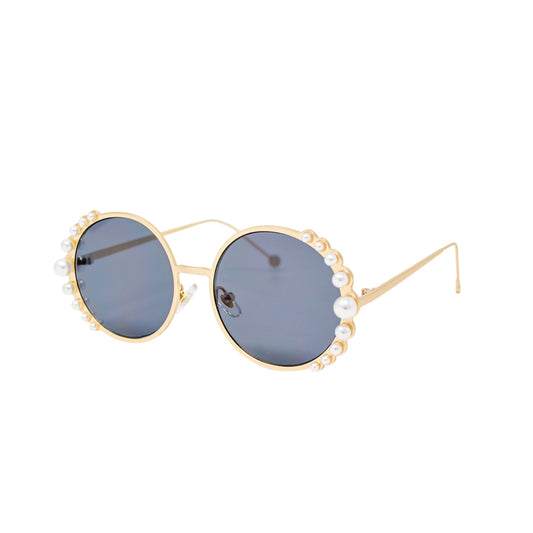 Gold Round Pearl Sunglasses