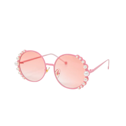 Pink Round Pearl Sunglasses