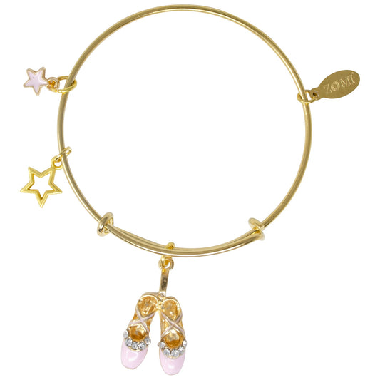 Ballet Slippers Gold Bangle Bracelet