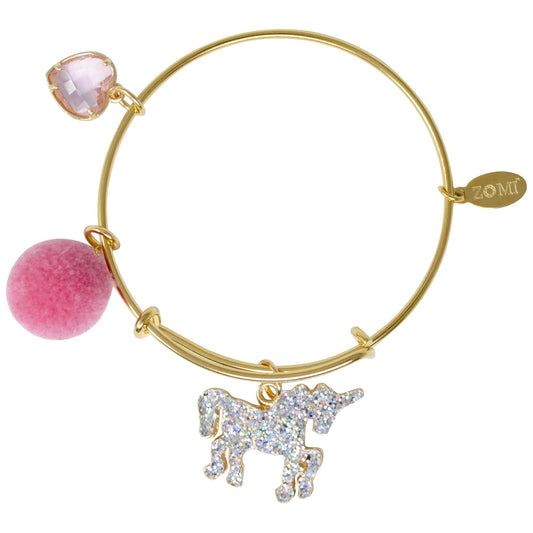 Shiny Unicorn Gold Bangle Bracelet