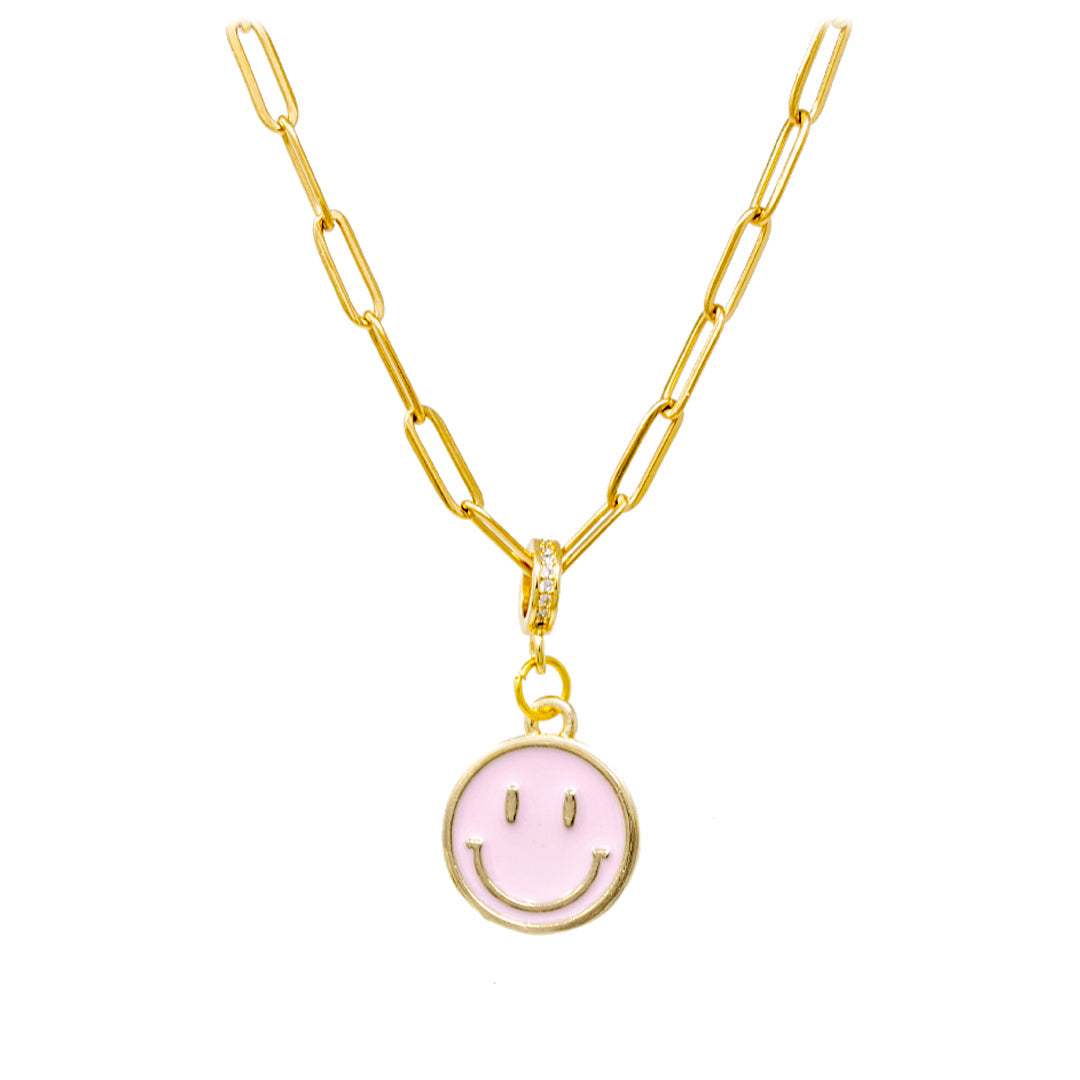 Girl's Happy Face Emoji Paperclip Necklace