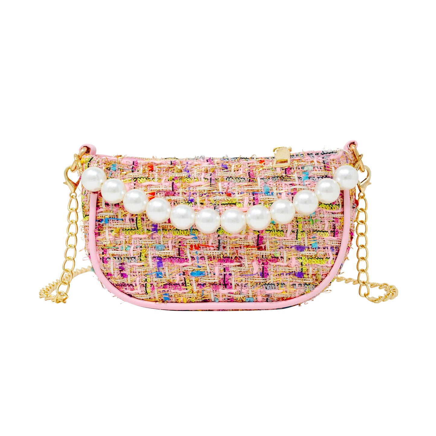 Girl's Tweed Pearl Clutch Handbag