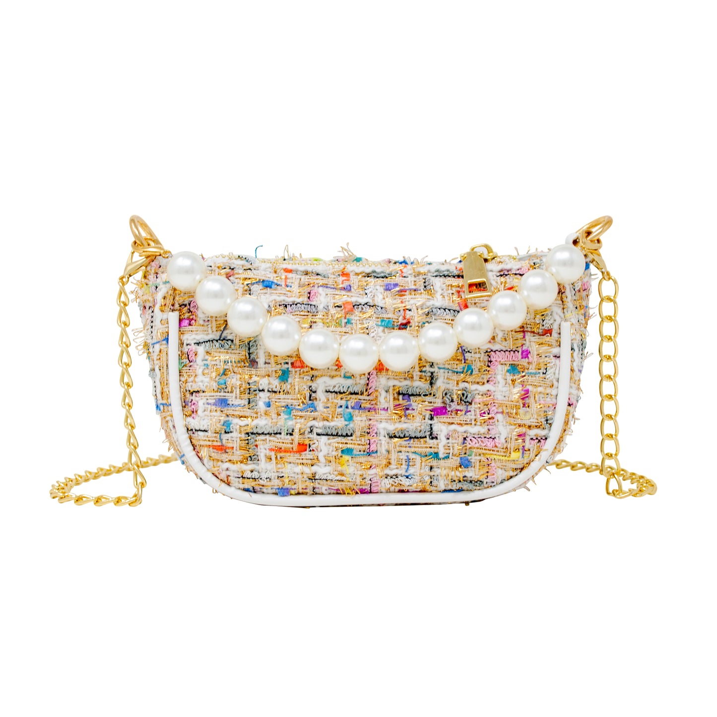 Girl's Tweed Pearl Clutch Handbag