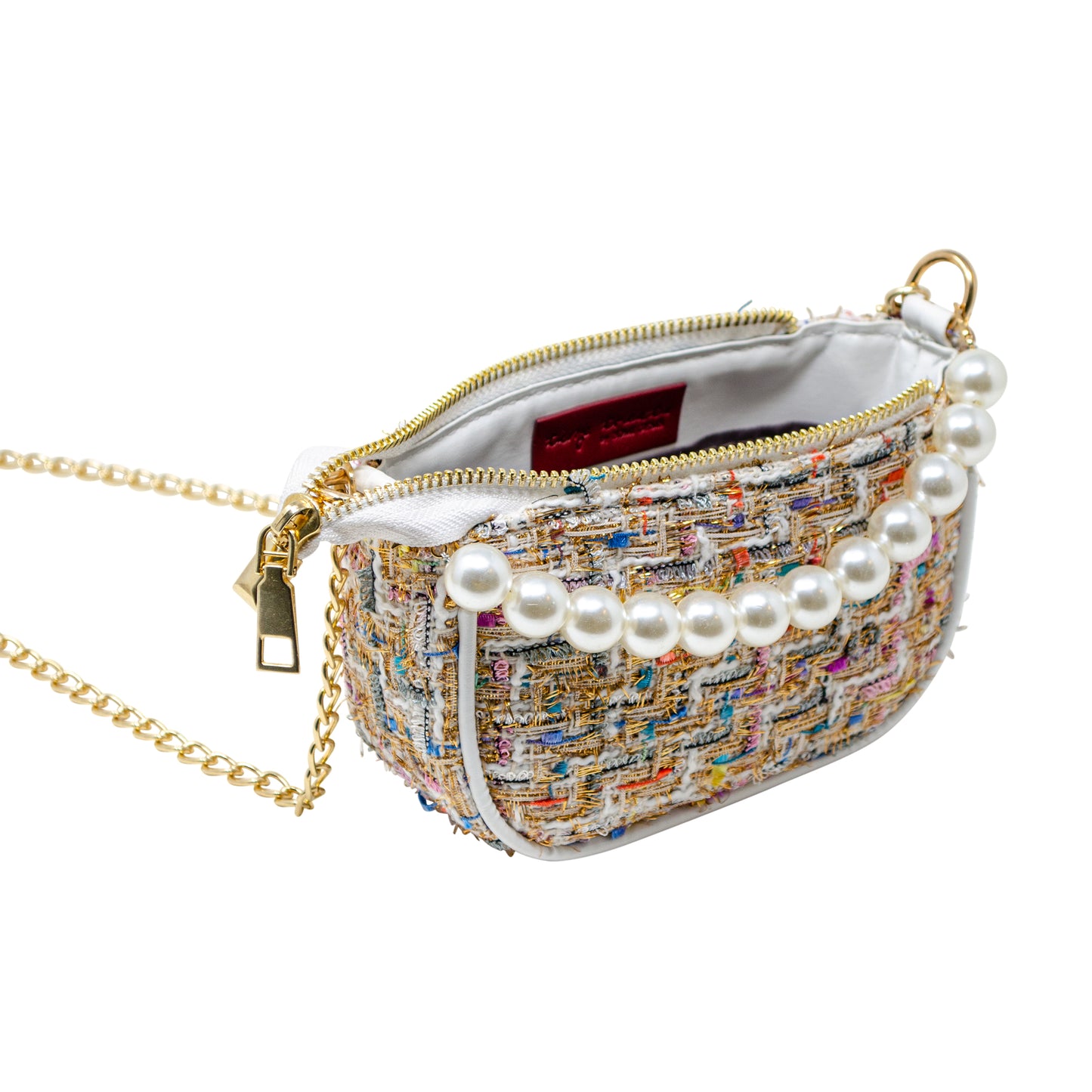 Girl's Tweed Pearl Clutch Handbag