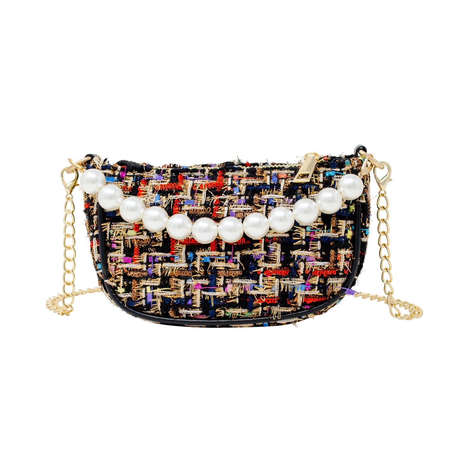 Girl's Tweed Pearl Clutch Handbag