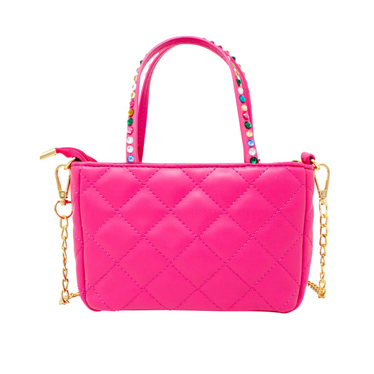 Quilted Rhinestone Tote Bag